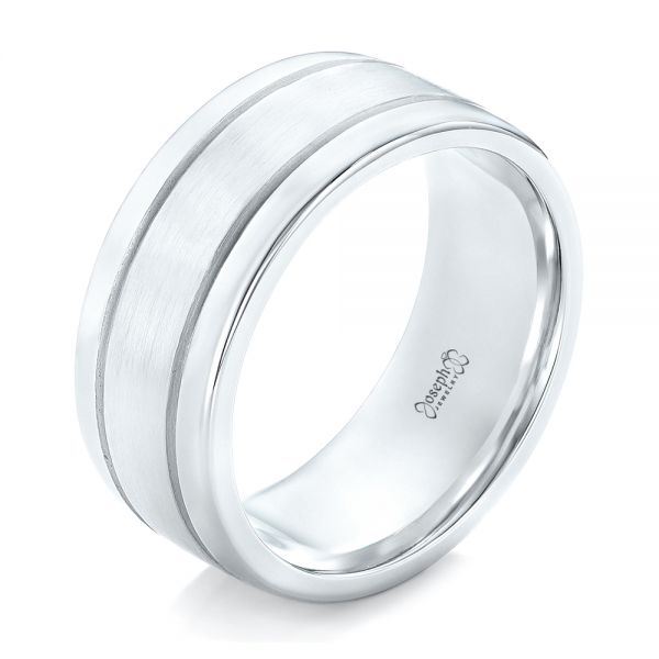 14k White Gold 14k White Gold Custom Men's Wedding Band - Three-Quarter View -  102538