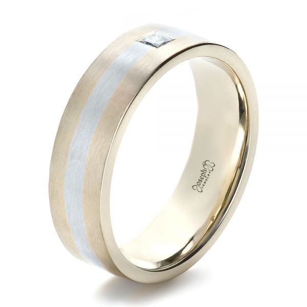  14K Gold And Platinum 14K Gold And Platinum Custom Men's Wedding Band - Three-Quarter View -  1417