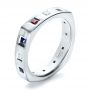 14k White Gold 14k White Gold Custom Men's Wedding Band - Three-Quarter View -  1418 - Thumbnail