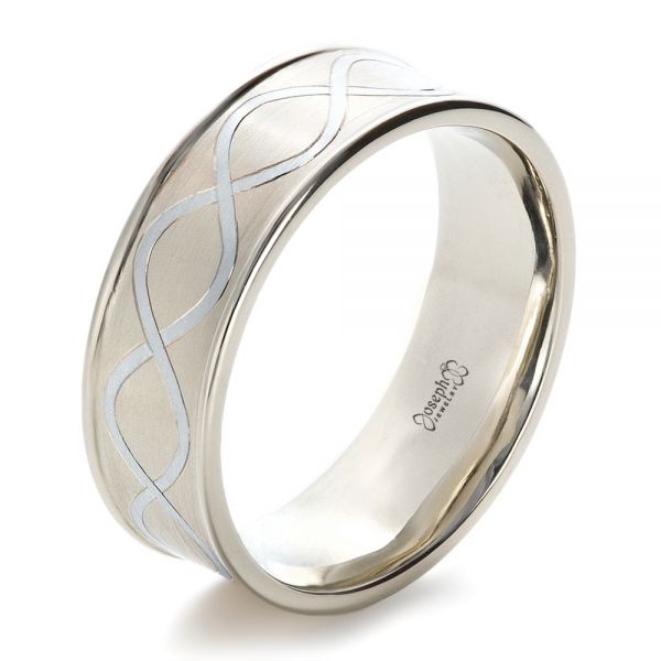 Men's 7.0mm Infinity Stripe Brushed Wedding Band in Sterling Silver | Zales