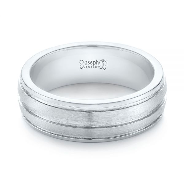 14k White Gold Custom Men's Wedding Band - Flat View - 103547
