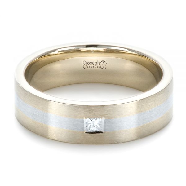  18K Gold And 18k White Gold 18K Gold And 18k White Gold Custom Men's Wedding Band - Flat View -  1417