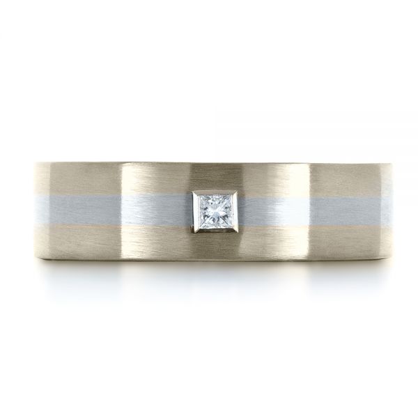  14K Gold And 14k White Gold 14K Gold And 14k White Gold Custom Men's Wedding Band - Top View -  1417