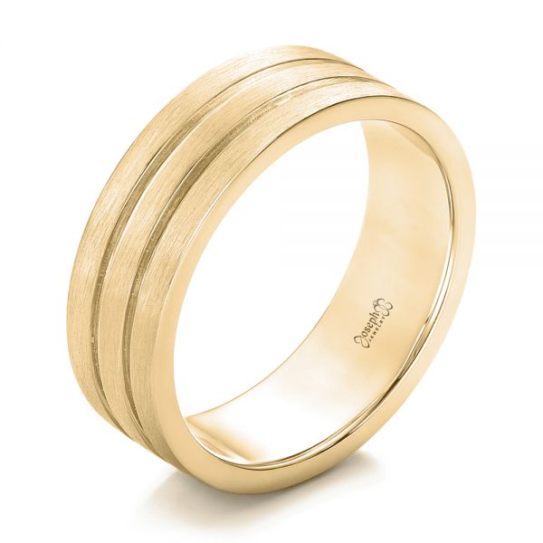 14k Yellow Gold 14k Yellow Gold Custom Men's Wedding Band - Three-Quarter View -  102365