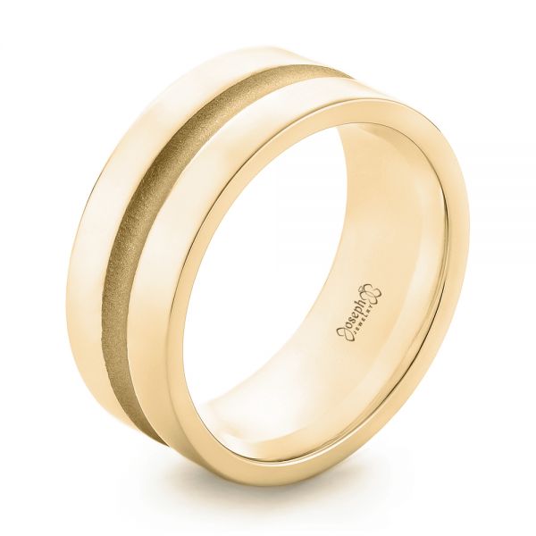 18k Yellow Gold 18k Yellow Gold Custom Men's Wedding Band - Three-Quarter View -  102925