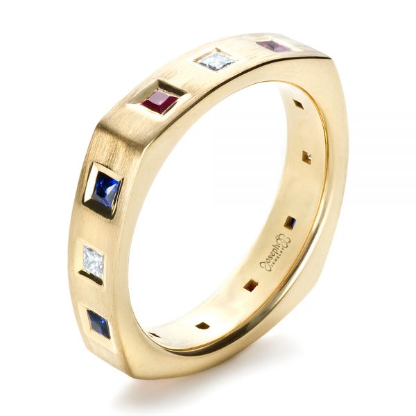 14k Yellow Gold 14k Yellow Gold Custom Men's Wedding Band - Three-Quarter View -  1418