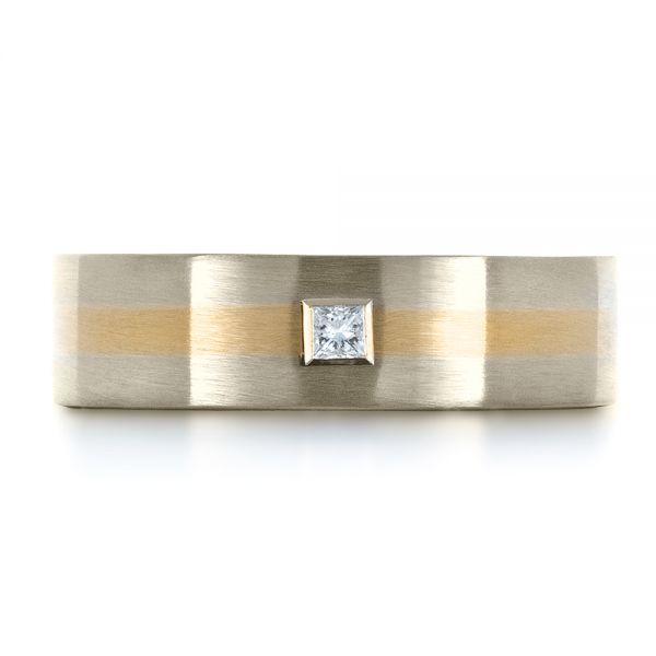 14K Gold And 14k Yellow Gold 14K Gold And 14k Yellow Gold Custom Men's Wedding Band - Top View - 1417