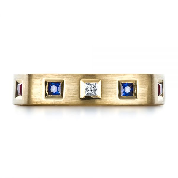 18k Yellow Gold Custom Men's Wedding Band - Top View - 1418
