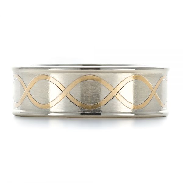 18K Gold And 18k Yellow Gold 18K Gold And 18k Yellow Gold Custom Men's Wedding Band - Top View - 1423