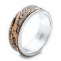 Custom Men's Mokume Wedding Band - Three-Quarter View -  102114 - Thumbnail