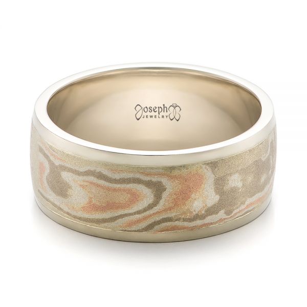 Custom Men's Mokume Wedding Band - Flat View -  100818