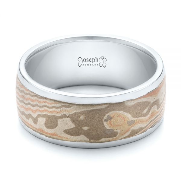 Custom Men's Mokume Wedding Band - Flat View -  101246