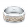 14k White Gold And 14K Gold Custom Men's Mokume Wedding Band - Flat View -  101265 - Thumbnail