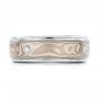 14k White Gold And 14K Gold Custom Men's Mokume Wedding Band - Top View -  101265 - Thumbnail