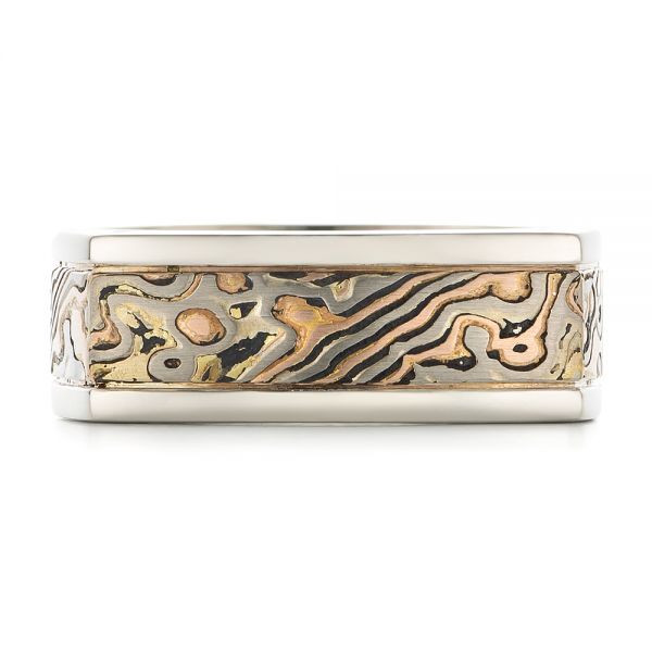 Custom Men's Mokume Wedding Band - Top View -  102346