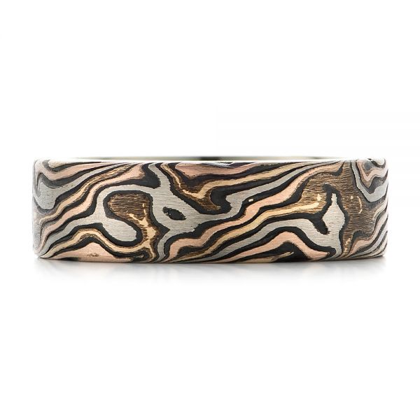 Custom Men's Mokume Wedding Band - Top View - 102369