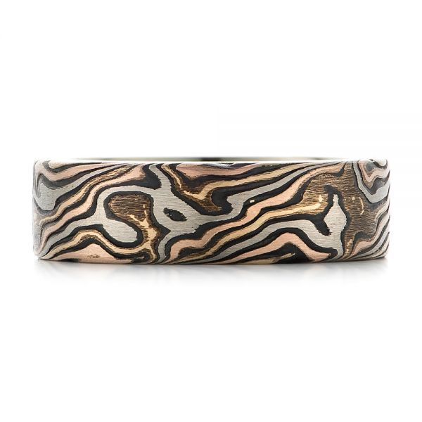 Custom Men's Mokume Wedding Band - Top View -  102369