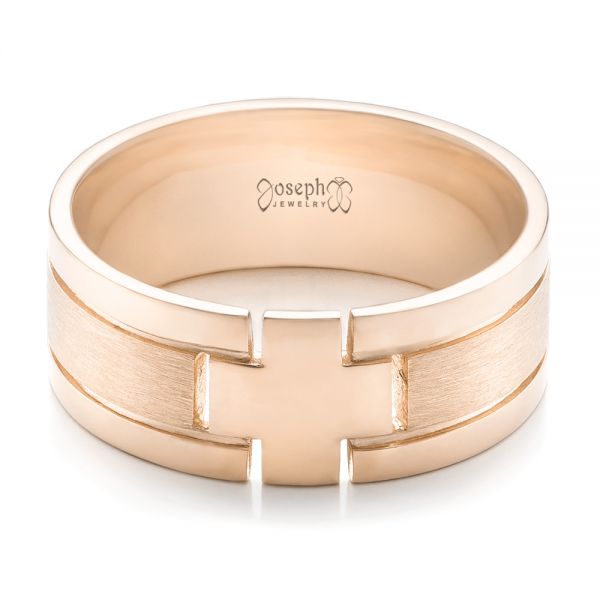 14k Rose Gold 14k Rose Gold Custom Men's Cross Band - Flat View -  101168