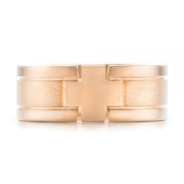 14k Rose Gold 14k Rose Gold Custom Men's Cross Band - Top View - 101168
