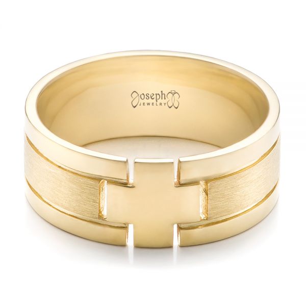 18k Yellow Gold Custom Men's Cross Band - Flat View -  101168