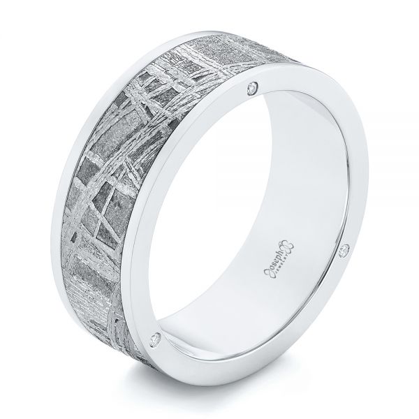 Custom Meteorite Inlay Diamond Men's Band - Image