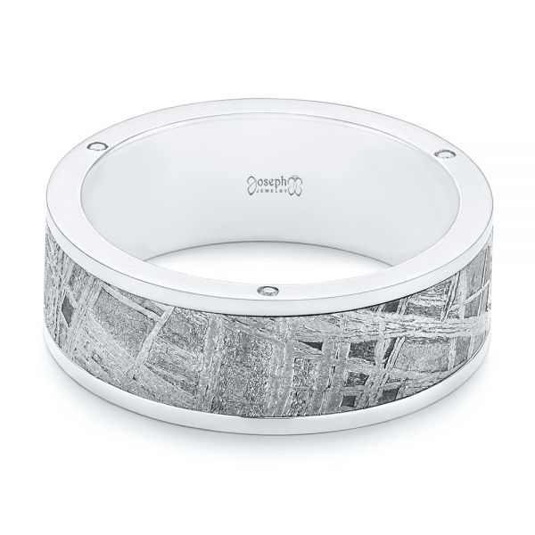 Custom Meteorite Inlay Diamond Men's Band - Flat View - 104616