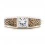 14k White Gold Custom Mokume Inlay Diamond Men's Wedding Band - Top View -  103472 - Thumbnail