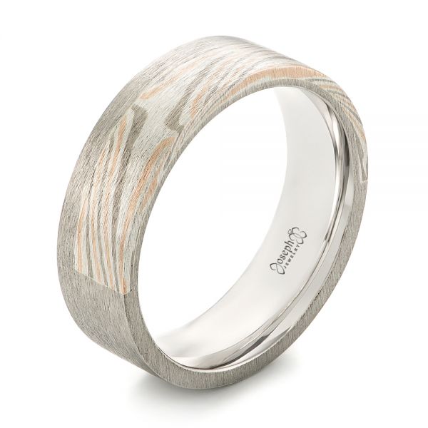 Custom Mokume Inlay Men's Band - Three-Quarter View -  103492