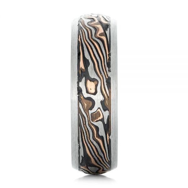 Custom Mokume Inlay Men's Wedding Band - Side View -  102360