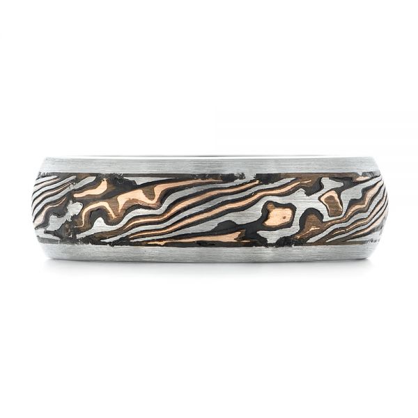 Custom Mokume Inlay Men's Wedding Band - Top View -  102360