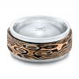 Custom Mokume Men's Wedding Band - Flat View -  102217 - Thumbnail