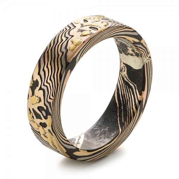 Custom Mokume Wedding Band 3Qtr 103470 