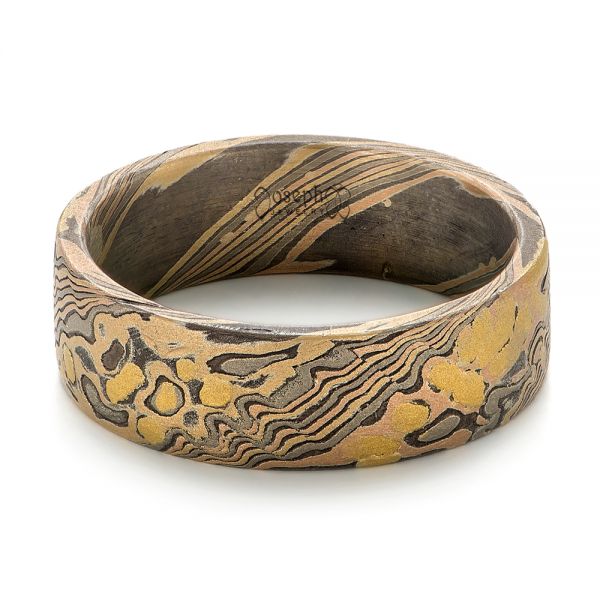 Custom Mokume Wedding Band - Flat View -  103373