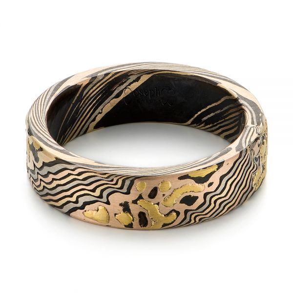 Custom Mokume Wedding Band - Flat View -  103470