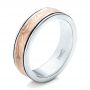 14k White Gold And 14K Gold Custom Mokume Wedding Band - Three-Quarter View -  102038 - Thumbnail