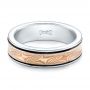 14k White Gold And 14K Gold Custom Mokume Wedding Band - Flat View -  102038 - Thumbnail