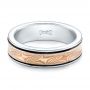  Platinum And 14K Gold Platinum And 14K Gold Custom Mokume Wedding Band - Flat View -  102038 - Thumbnail