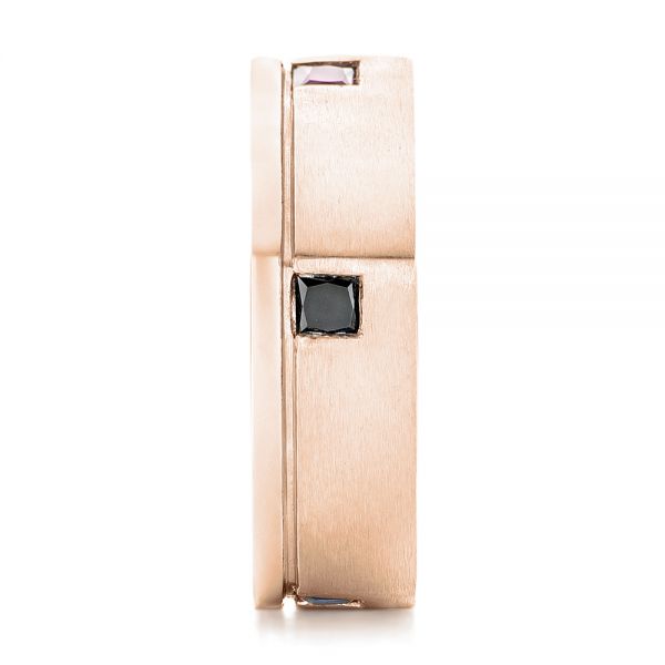 14k Rose Gold 14k Rose Gold Custom Multi-color Sapphire Men's Band - Side View - 102737
