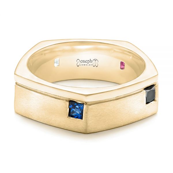 14k Yellow Gold 14k Yellow Gold Custom Multi-color Sapphire Men's Band - Flat View - 102737