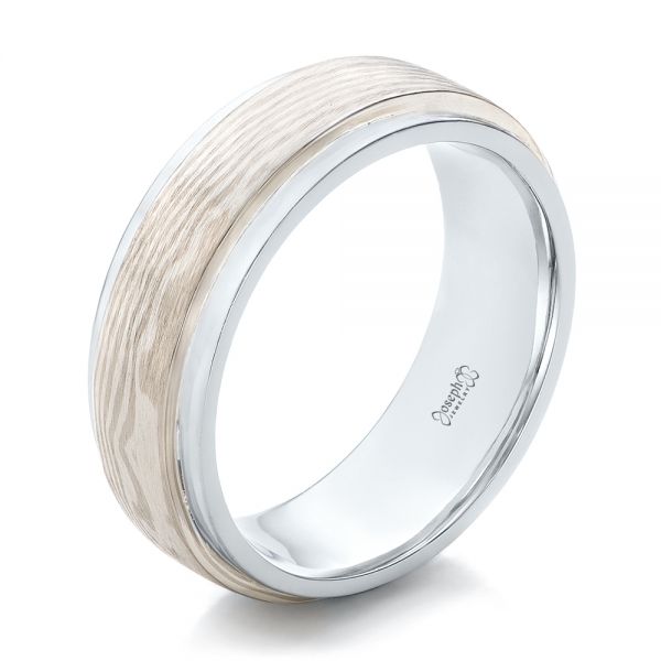 Custom Mokume Men's Wedding Band - Three-Quarter View -  102207