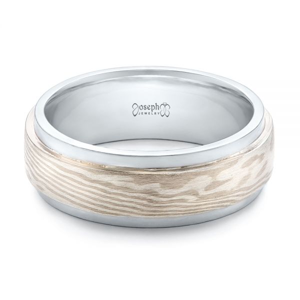 Custom Mokume Men's Wedding Band - Flat View - 102207