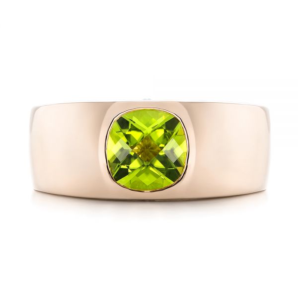 14k Rose Gold 14k Rose Gold Custom Peridot And Diamond Men's Band - Top View -  103395