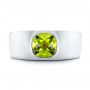 14k White Gold 14k White Gold Custom Peridot And Diamond Men's Band - Top View -  103395 - Thumbnail