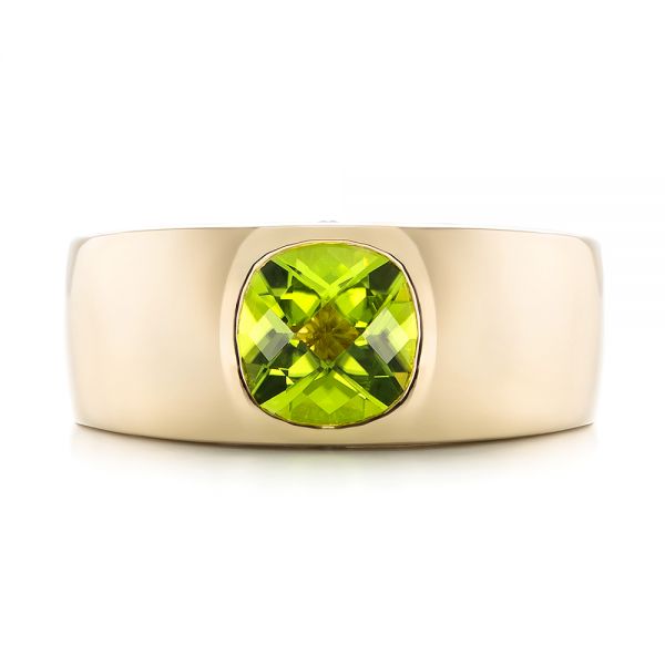 14k Yellow Gold Custom Peridot And Diamond Men's Band - Top View -  103395