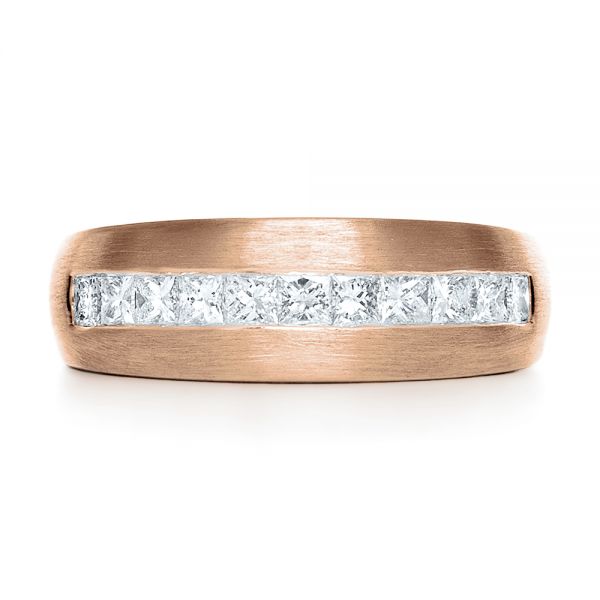 18k Rose Gold 18k Rose Gold Custom Diamond Men's Band - Top View -  1111