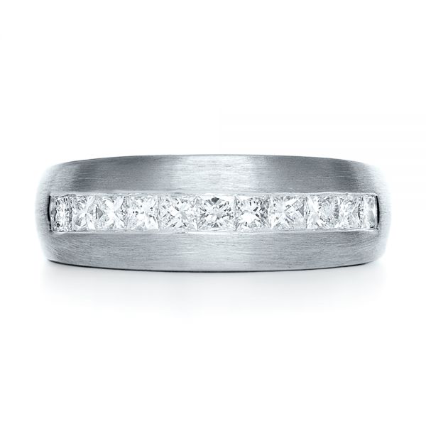 14k White Gold 14k White Gold Custom Diamond Men's Band - Top View -  1111