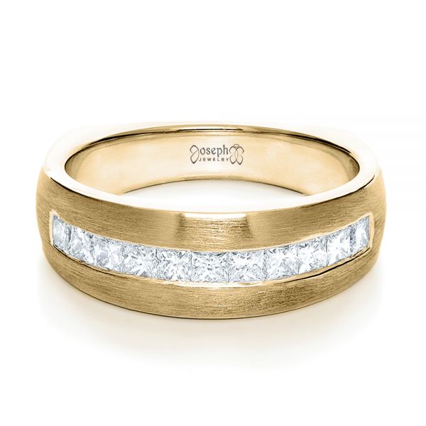 18k Yellow Gold 18k Yellow Gold Custom Diamond Men's Band - Flat View -  1111