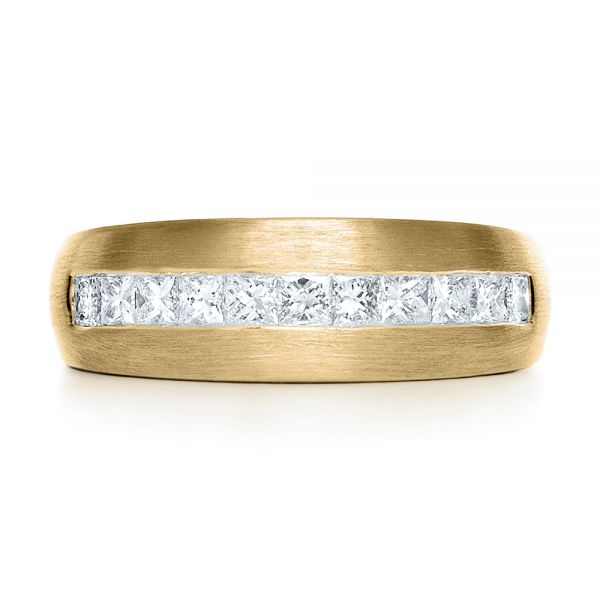 14k Yellow Gold 14k Yellow Gold Custom Diamond Men's Band - Top View -  1111