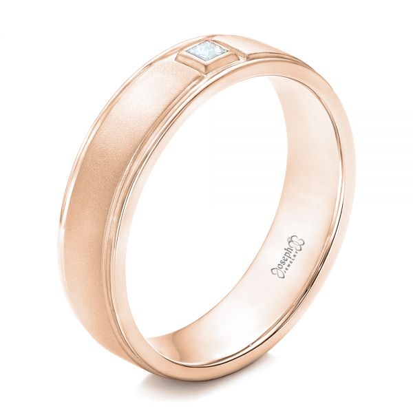 14k Rose Gold 14k Rose Gold Custom Diamond Men's Band - Three-Quarter View -  102072