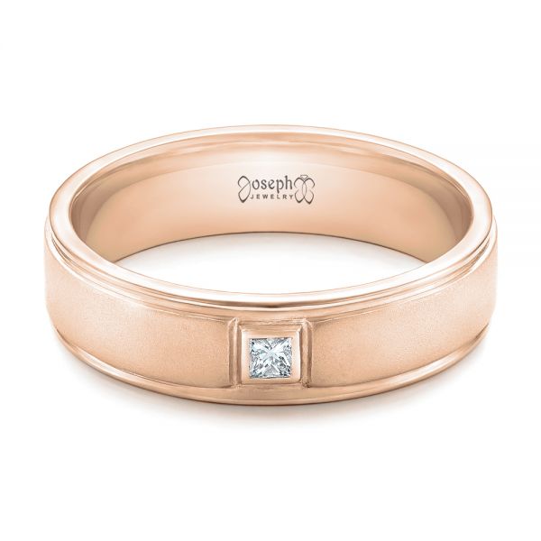 14k Rose Gold 14k Rose Gold Custom Diamond Men's Band - Flat View - 102072